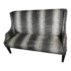 Vintage Southern Furniture Co. Hollywood Regency Snow Leopard Velvet Settee