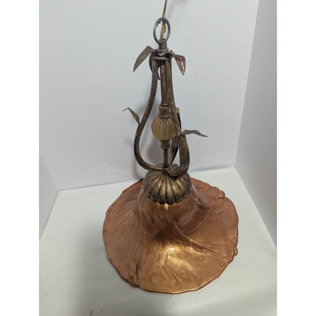 Art Deco Blown Art Glass Chandelier in Rust Metallic Color For Sale - Image 3 of 6