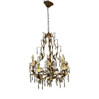 Italian Florentine Tole Chandelier, Italy, 1950s For Sale