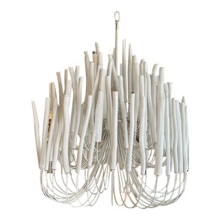 Arteriors 89559 Tilda 5 Light Whitewashed Wood + White Chandelier Ceiling Light For Sale