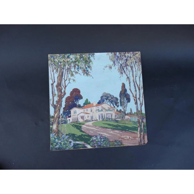 1920s 1924 Paul Krempel for Frempel and Erkes Architects Architectural Commission Private Residence Gouache Painting For Sale - Image 5 of 5