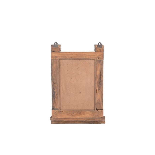 Antique Indian Carved and Painted Teakwood Window – Mirror For Sale - Image 4 of 4