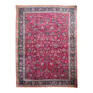 Palace Size Vintage Persian Mashad Signed Rug 11.7 x 16 For Sale