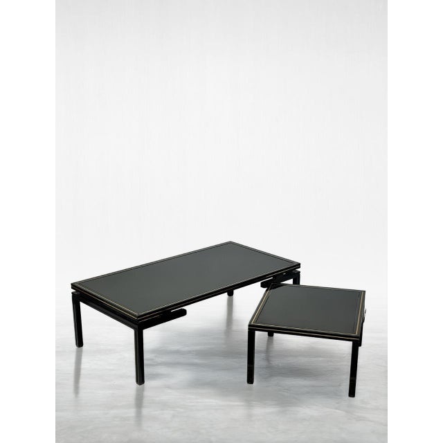 Pierre Vandel Vintage Black Glass Nesting Table by Pierre Vandel, 1970s, Set of 2 For Sale - Image 4 of 9