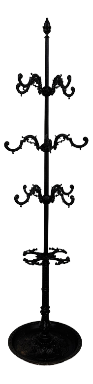 Large Ornate Cast Iron Hall Tree Coat Stand with Twelve Hooks