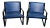 Hannah Morrison for Knoll Sling Arm Chairs in Black and Blue - a Pair For Sale