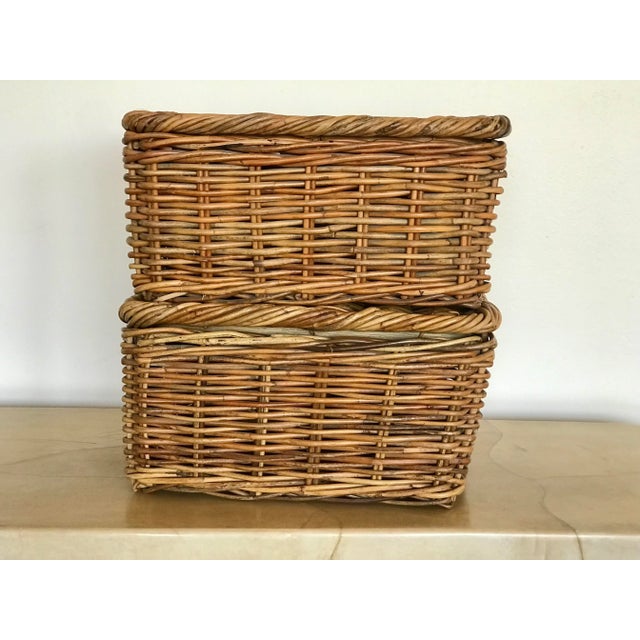1960s 1960s Mid Century French Rattan Storage Baskets- a Pair For Sale - Image 5 of 12