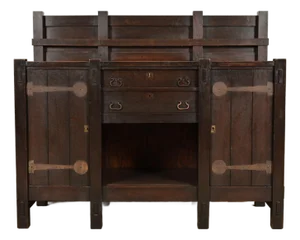 Imperial Furniture Grand Rapids Mission Oak Arts & Crafts Strap Hinge Eight-Leg Sideboard, Circa 1900
