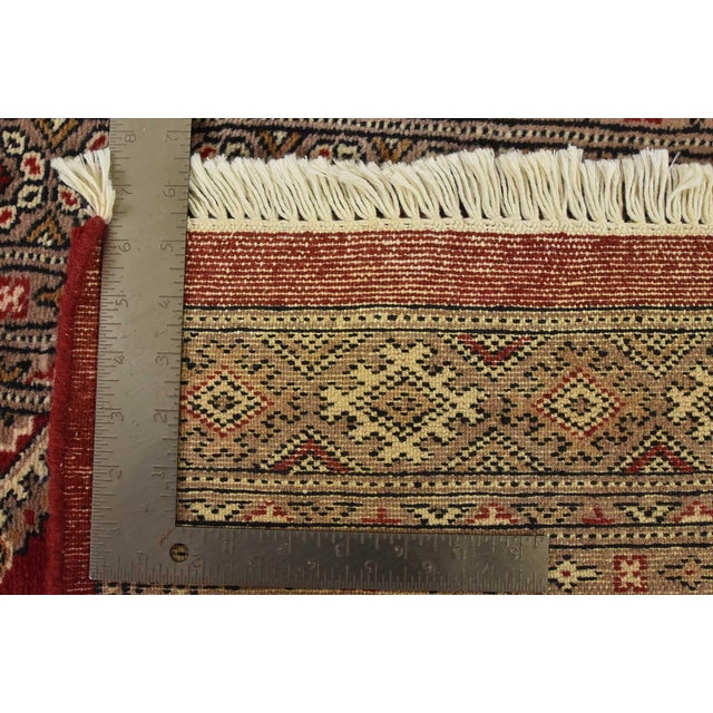 Bokhara Jaldar Rug 3′ X 4’11” Red Wool Tribal Hand-Knortted Oriental Carpet For Sale - Image 10 of 10