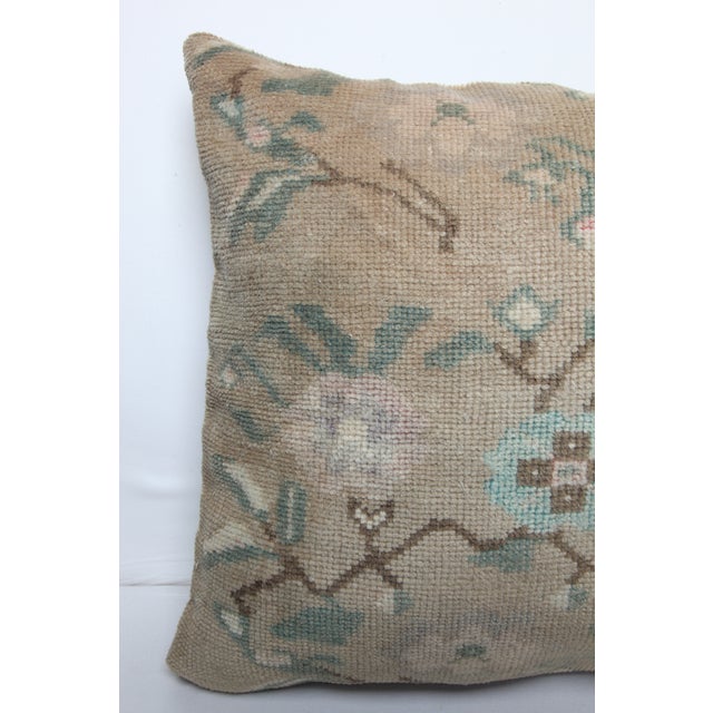 Cream Authentic Tribal Rug Pillow – Handmade Anatolian Wool Cushion -24'' X 24'' For Sale - Image 8 of 9
