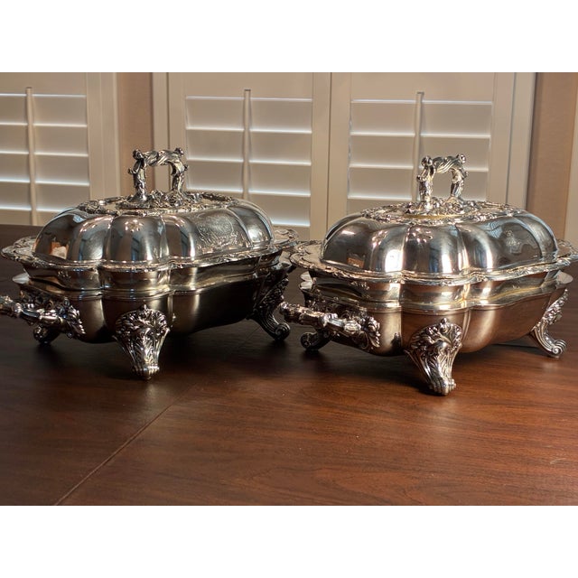 Mid 19th Century Antique English Silver-Plate Four Piece Entre’e Servers, Sheffield For Sale - Image 5 of 11