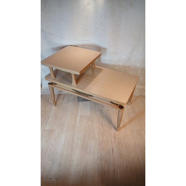 Vintage Mid-Century Modern Two-Tier Blonde Formica Step End Table For Sale - Image 13 of 13