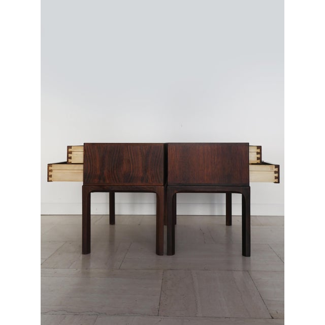 Scandinavian Dark Wood Bedside Tables by Kai Kristiansen for Aksel Kjiersgaard, Denmark, 1960s, Set of 2 For Sale - Image 11 of 17