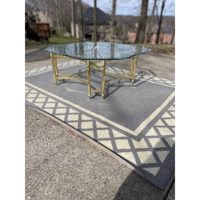 1980s Labarge Style Brass and Glass Octagon Coffee Table Chairish