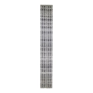 Gray Modern Swedish Style Handmade Abstract Designed Wool Runner For Sale