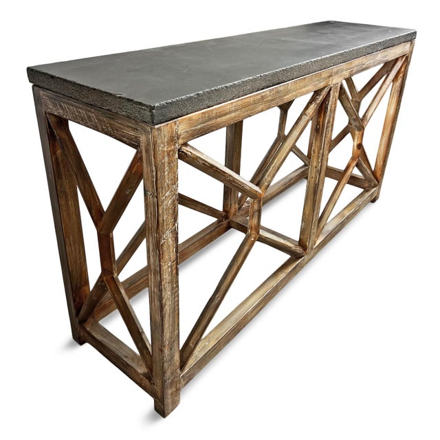 Grey Stone Top Open Console Table For Sale - Image 4 of 9