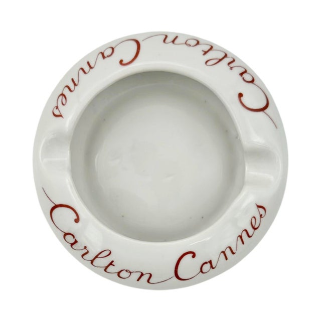 Vintage Carlton Cannes France Hotel White Porcelain Ashtray For Sale - Image 11 of 13