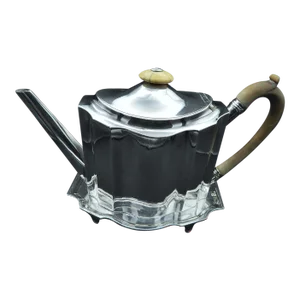 Antique Sterling Silver George Baskerville London Geo III Teapot With Matching Trivet 1796