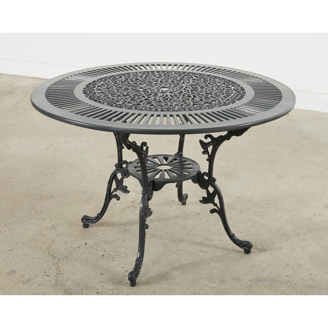 Metal Neoclassical Style Round Aluminum Patio Garden Dining Table For Sale - Image 7 of 16