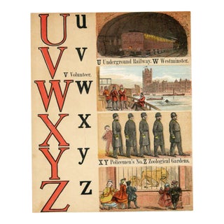 1870s London Alphabet Print, U to Z, Original Color Engraving For Sale