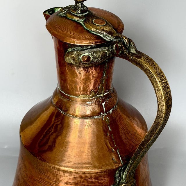 Georgian Hand-Hammered Copper Pitcher with Hinged Lid and Brass Mounts, 1800s For Sale - Image 18 of 18