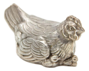Miniature Silver Chicken with Chicks