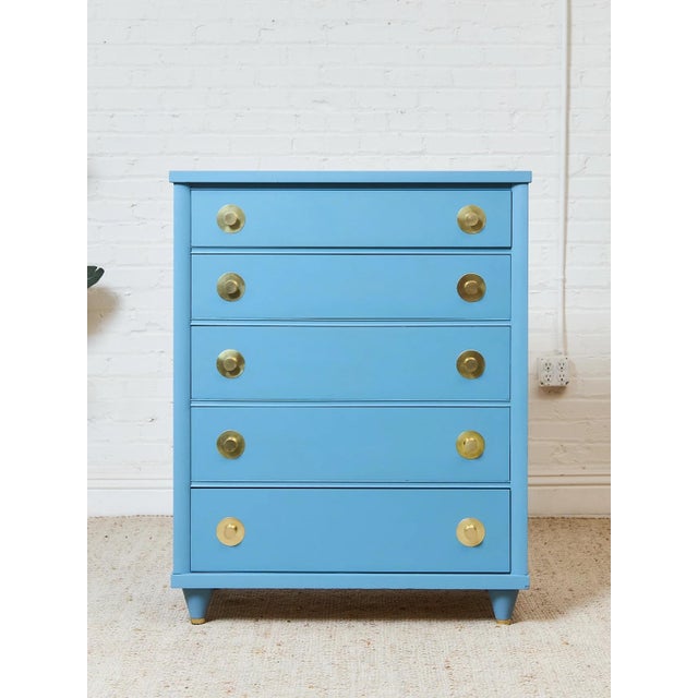 1950’s French Blue Kent Coffey Highboy Dresser For Sale - Image 11 of 12