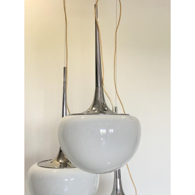 Mid-Century Modern Space Age Hanging Light in Glass and Chromed Steel, 1970s For Sale - Image 3 of 15