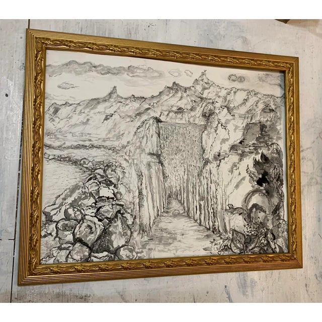 Utopia, Original Pen & Ink Drawing, Framed, by Van Ness For Sale - Image 4 of 10