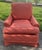 Vintage (1990's) Lounge Chair has a Traditional Style. Made by Henredon Furniture. Red Patterned Fabric - Fleur-de-lis...