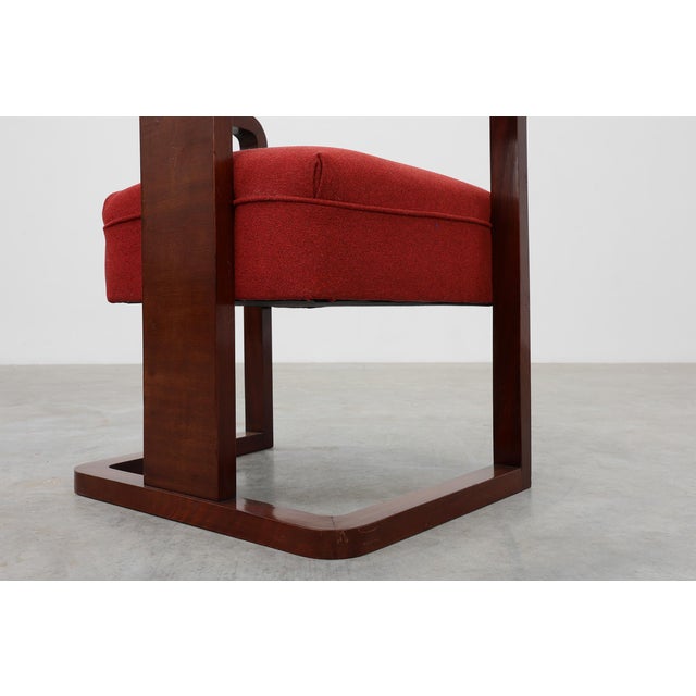 Brown Red Art Deco Chairs, Belgium, 1920, Set of 2 For Sale - Image 8 of 11