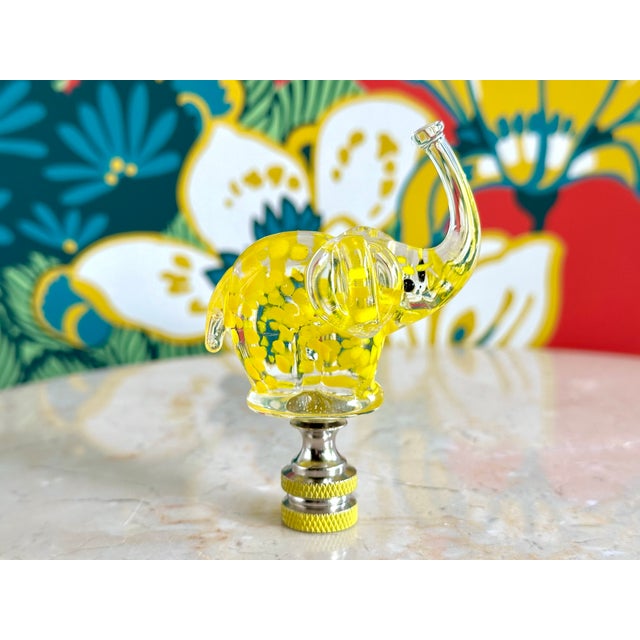 Yellow Glass Elephant Lamp Finial in Yellow For Sale - Image 8 of 8