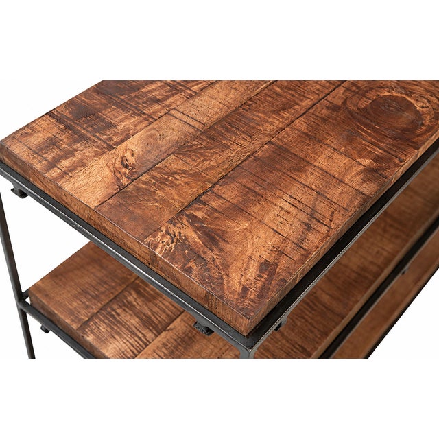 Farmhouse Salvaged Wood & Iron Three-Tier Console Table For Sale - Image 3 of 3