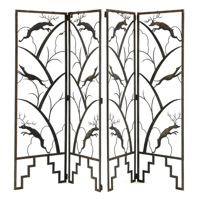 Metal Manner of Wilhelm (William) Hunt Diederich (German-American, 1884-1953), Art Deco Iron Floor Screen For Sale - Image 7 of 7