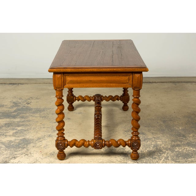 Late 19th Century French Louis XIII Oak Writing Desk With Barley Twist Legs For Sale - Image 12 of 18