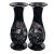 Chinese Chinese Pair of Onyx Black Marble Vase Crane Bird Pattern For Sale - Image 3 of 9
