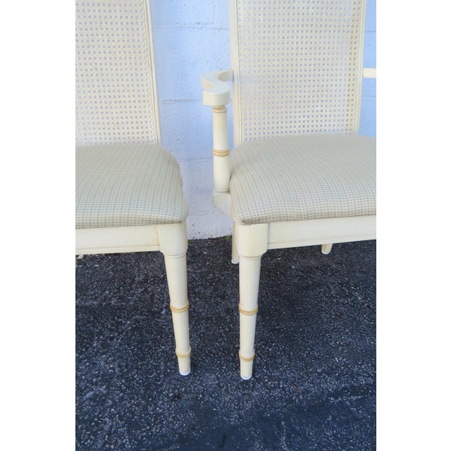 Lenoir Hollywood Regency Faux Bamboo Two Tone Dining Table and Six Chairs For Sale - Image 11 of 13