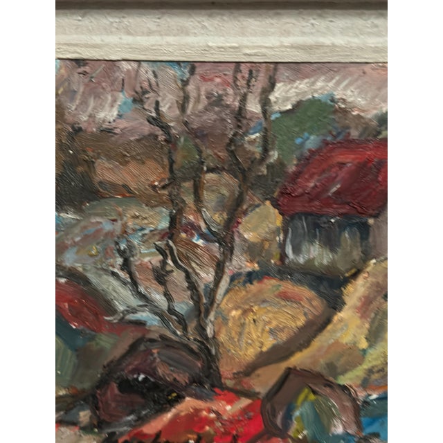 Nils Grahmstad, Cottage with a Red Roof, 1960s, Oil on Canvas For Sale - Image 15 of 18