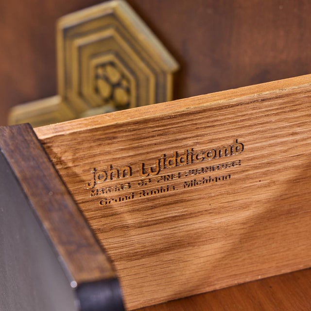 Bert England for the John Widdicomb Orientation Group Mid Century Walnut and Brass Credenza For Sale - Image 13 of 13