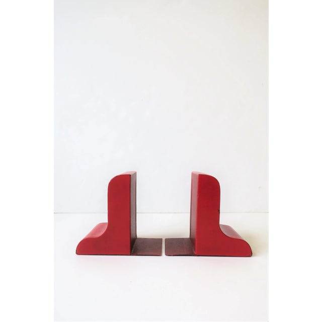 Italian Red Leather and Gold Bookends - a Pair For Sale - Image 10 of 13