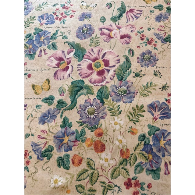A charming vintage botanical fabric by House ‘N Home Fabrics & Draperies, featuring a detailed garden study of florals,...