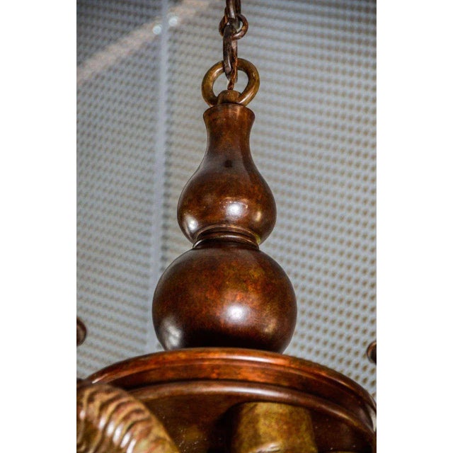 1970s Vintage Bronze Horns Chandelier For Sale - Image 5 of 9