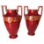 Red Cobalt Urns Vase with Ceramic Handles and Gilted Decorations, Set of 2 For Sale