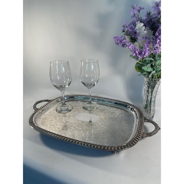 1970s Leonard Silverplate Oblong Footed Platter or Tray For Sale - Image 11 of 12