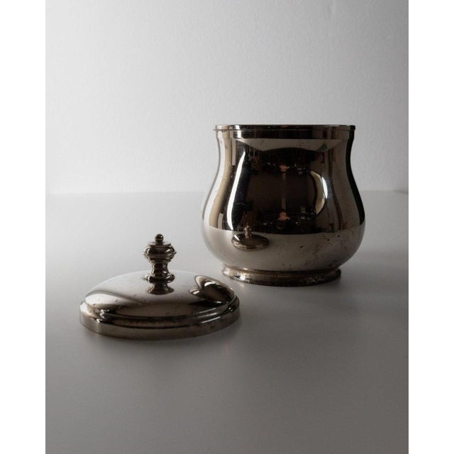 Mid-Century Silver-Plated Glass Ice Bucket with Lid, Italy, 1960s For Sale - Image 4 of 11