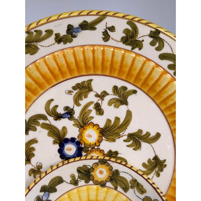 Mid 20th Century LastChance!16 Pieces Vintage Italian Ceramiche Hand Painted Salad and Olive Oil Plates For Sale - Image 5 of 12