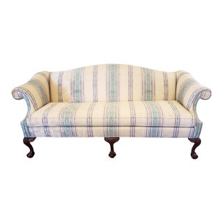 Queen Anne Style Camelback Sofa For Sale