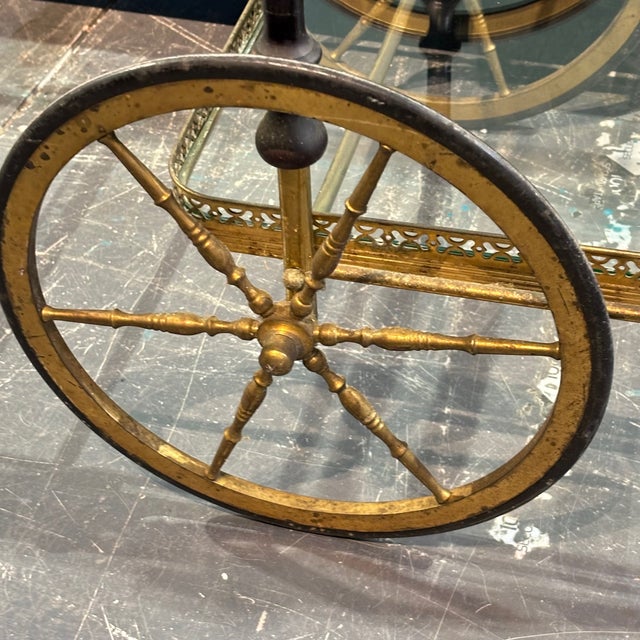 Mid-Century Gilt Metal and Glass Serving Trolley, 1950s For Sale - Image 9 of 12