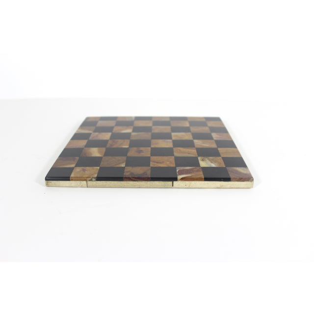 Mid-Century Modern Vintage Marble Stone Chess Board Small Game Board Fathers Day Gift for Dad, Office Decor Styling Staging For Sale - Image 3 of 6