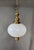 1970s Vintage Pendant Lamp with Opal Glass Globe and Brass Details, 1970s For Sale - Image 5 of 8